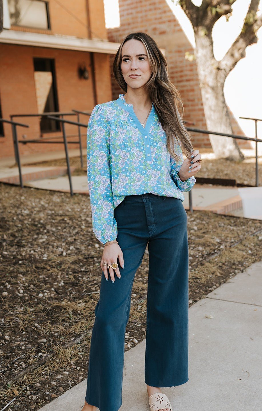 Navy Straight Wide Leg Pants MMP623 - Southern Soule Designs