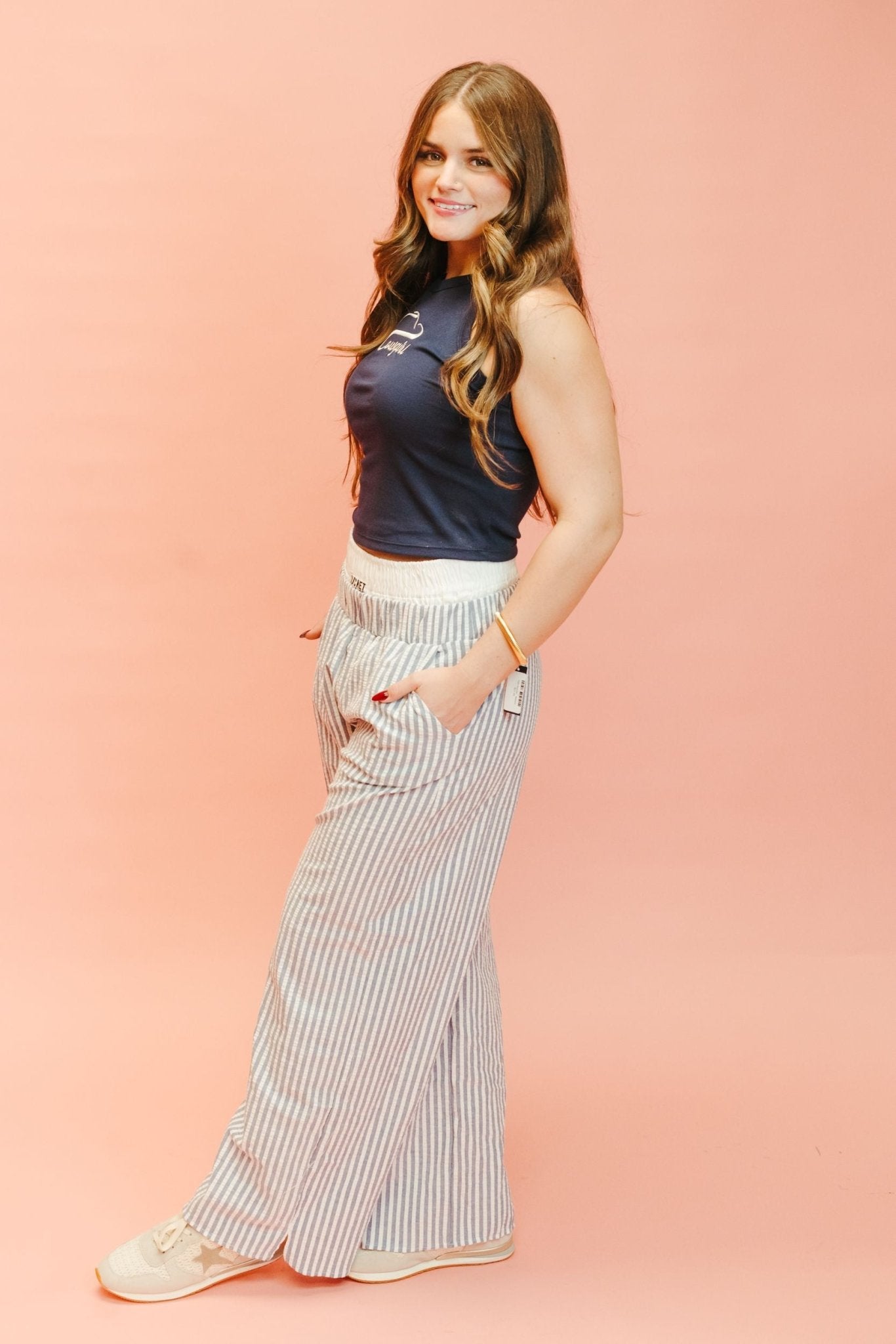 Navy Striped Exposed Boxer Pants P5501 - Southern Soule Designs