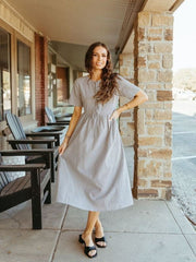 Navy Striped Short Sleeve Dress TBD13350 - Southern Soule Designs
