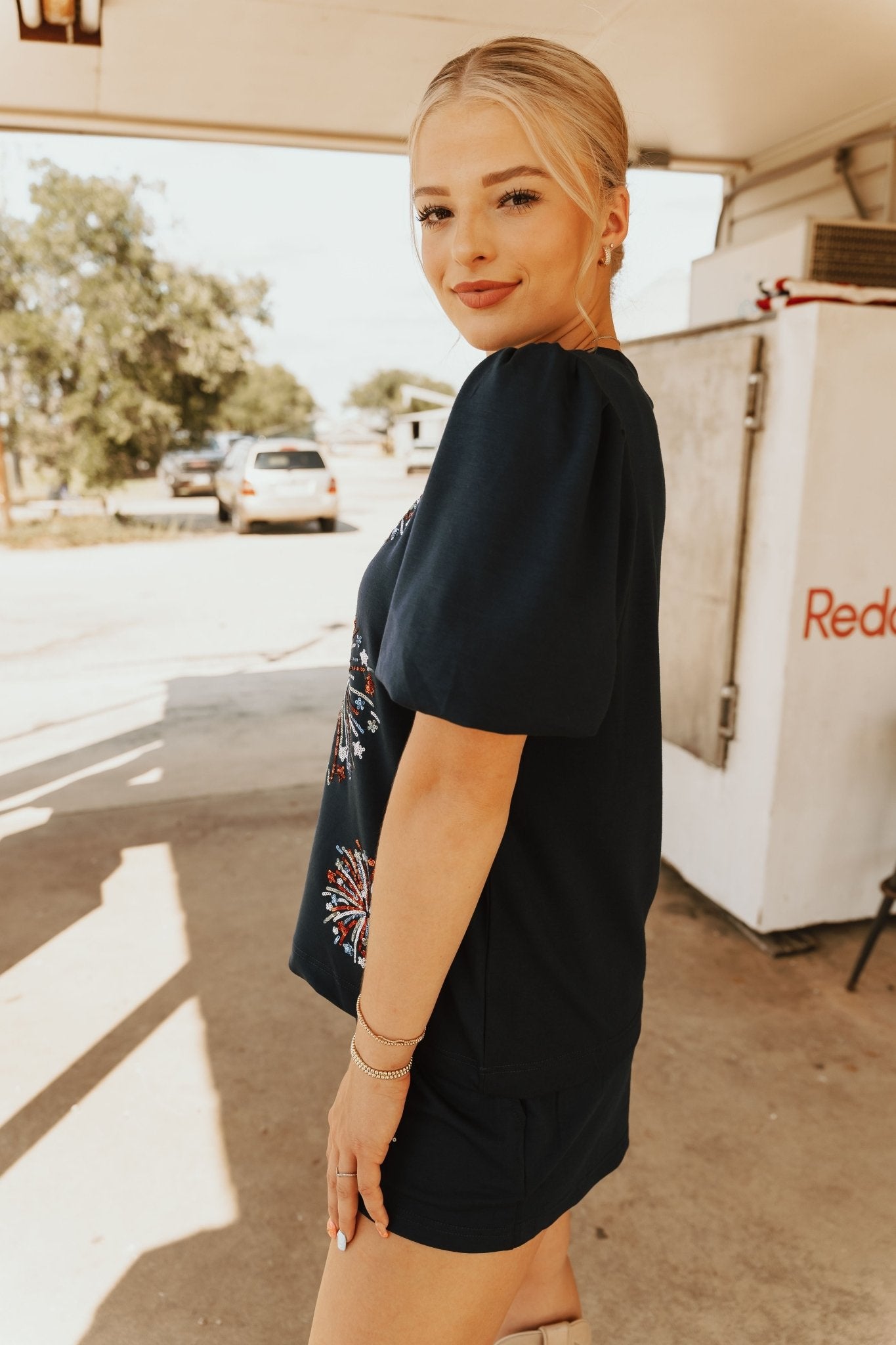 Navy Tina Fireworks Top - Southern Soule Designs