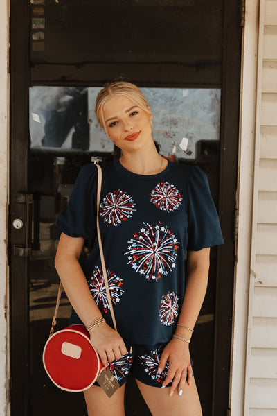 Navy Tina Fireworks Top - Southern Soule Designs