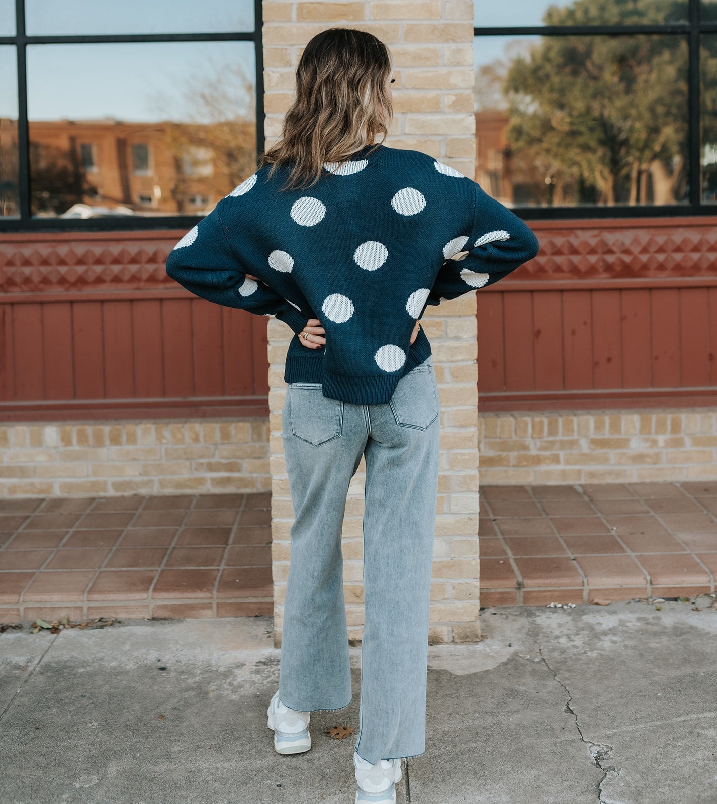 Navy/Cream Polka Dot Cardigan WL25 - 11284 - Southern Soule Designs