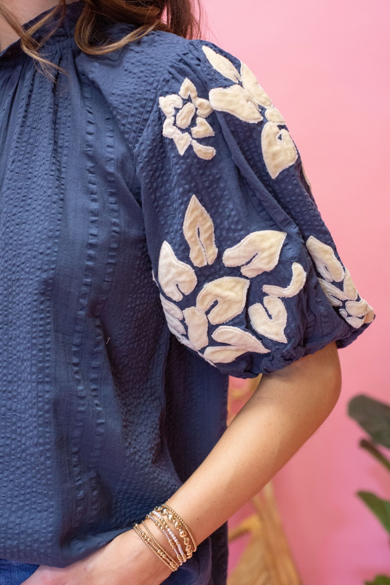 Navy/Cream Soft Detail Texture Top TDM1014 - 2 - Southern Soule Designs