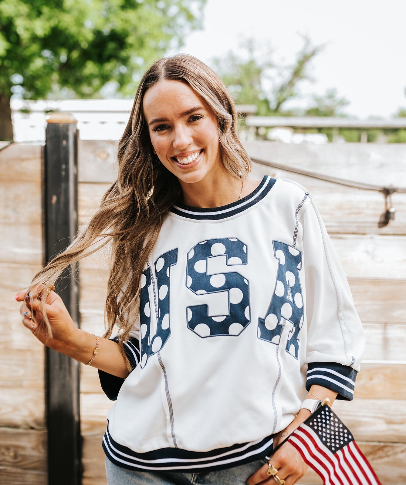 Navy/Ivory USA Sweatshirt SW10560LL - Southern Soule Designs