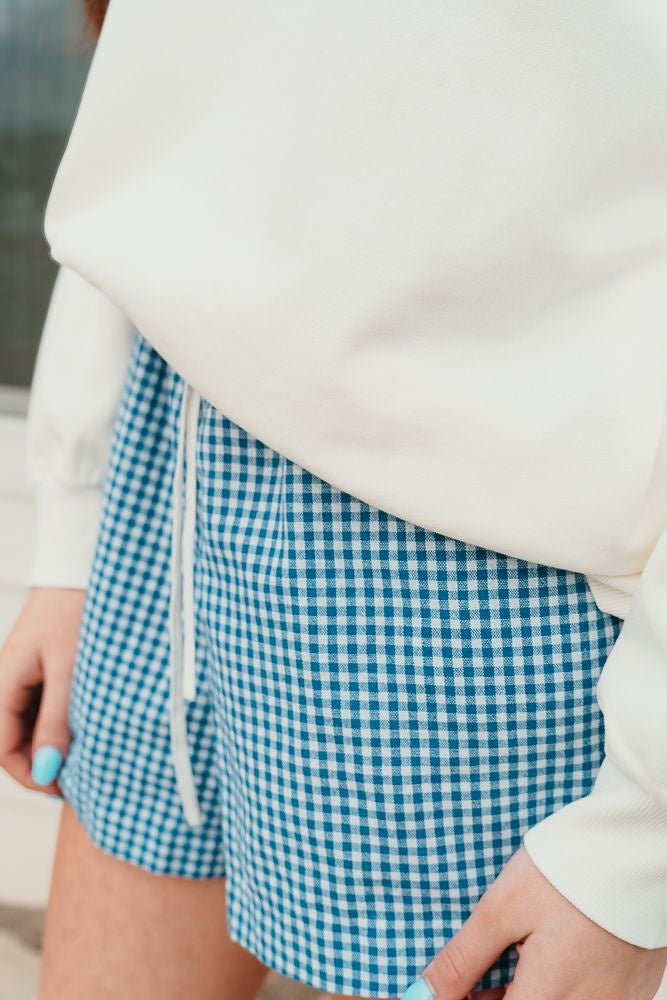 Navy/White Gingham Casual Shorts WL25 - 10089 - Southern Soule Designs