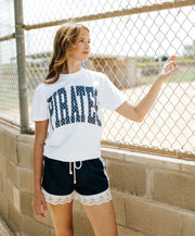 Navy/White Lace-Trim Shorts IP5839 - Southern Soule Designs