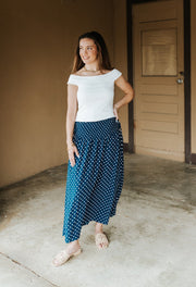 Navy/White Polka Dot Midi Skirt WL25 - 12237 - Southern Soule Designs