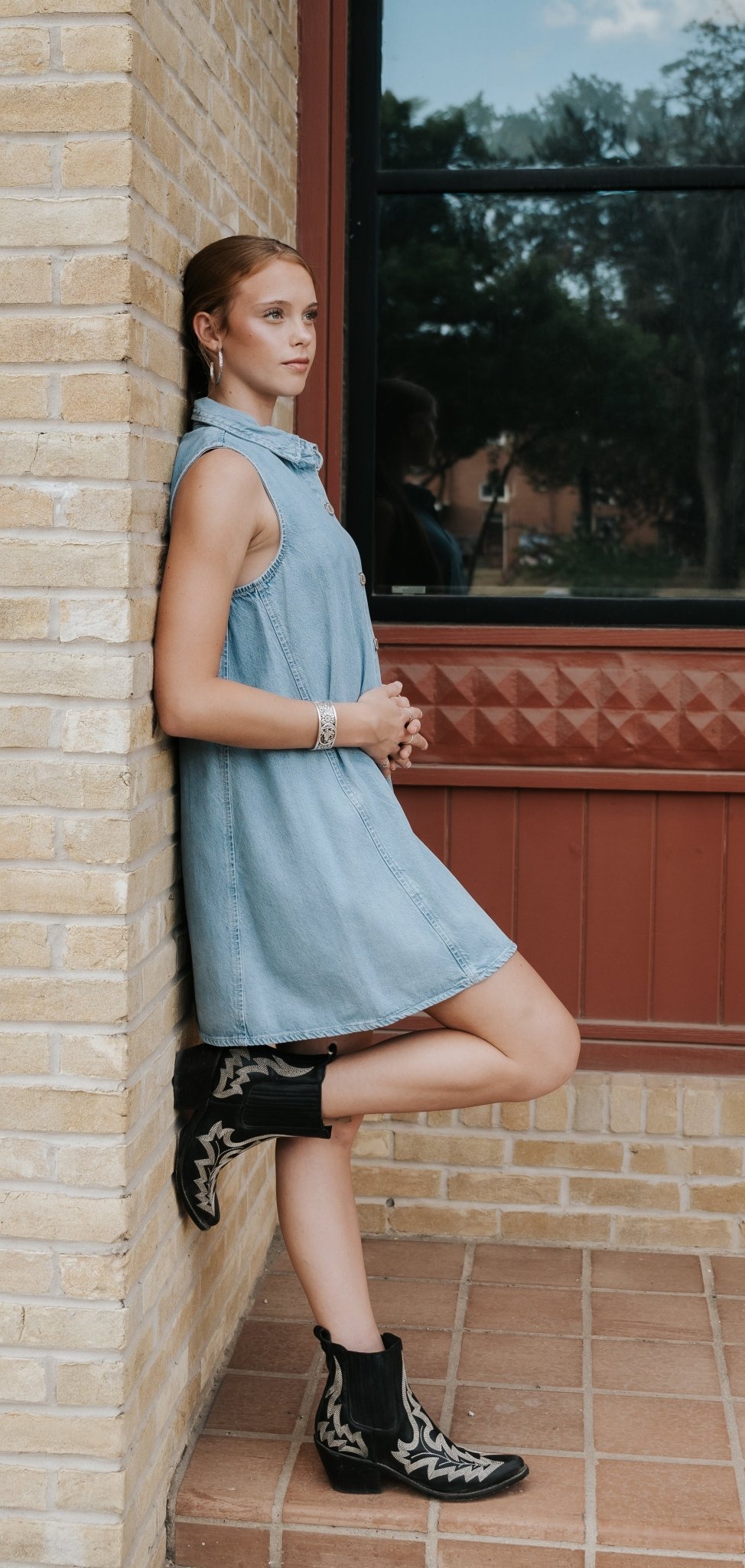 New Day Twill Mini Dress Light Vintage Indigo ZD252767 - Southern Soule Designs