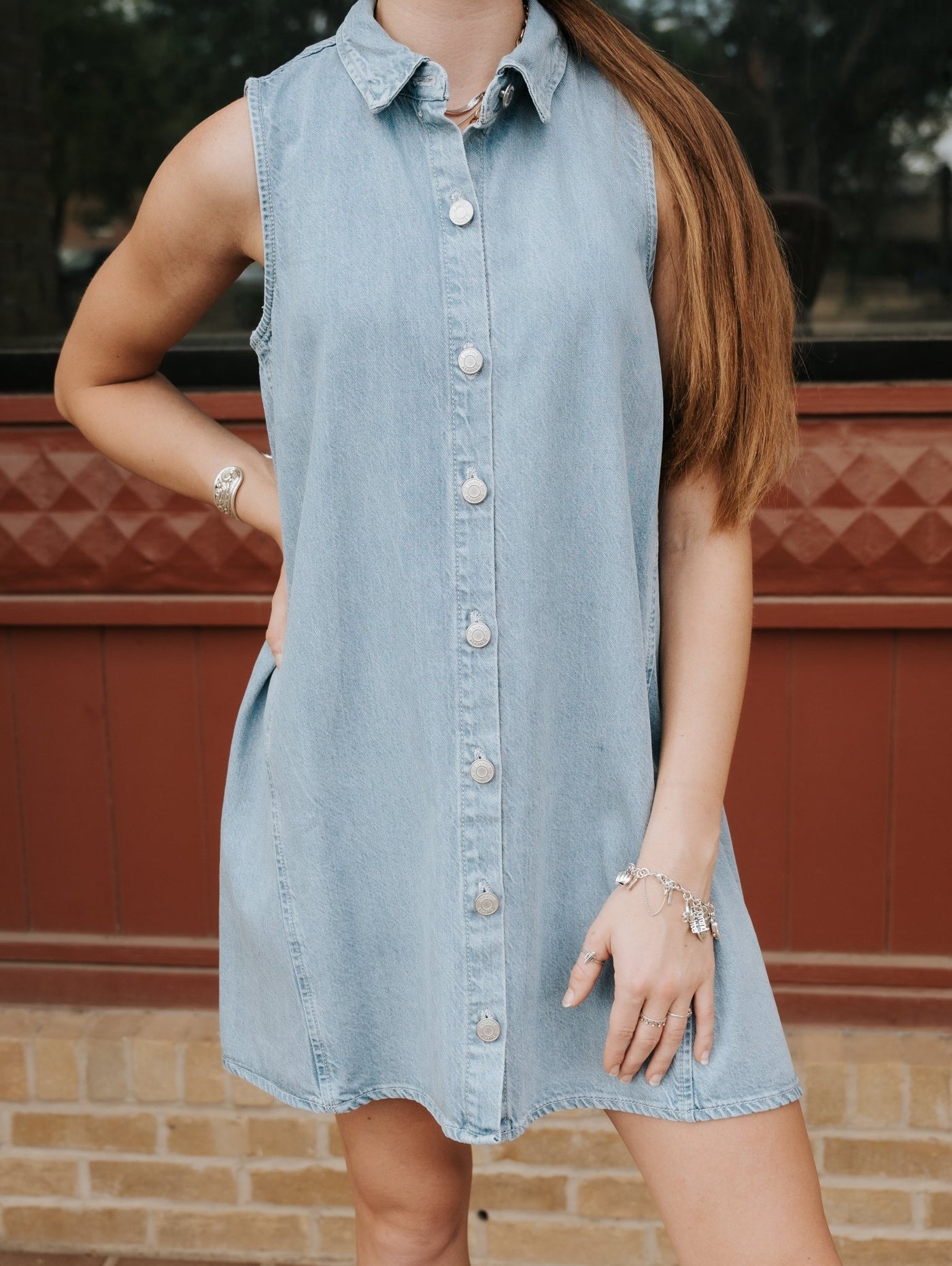 New Day Twill Mini Dress Light Vintage Indigo ZD252767 - Southern Soule Designs