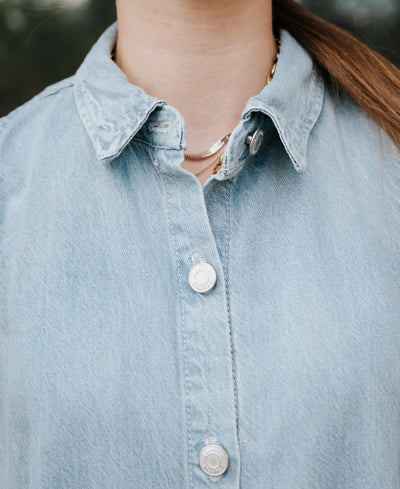 New Day Twill Mini Dress Light Vintage Indigo ZD252767 - Southern Soule Designs