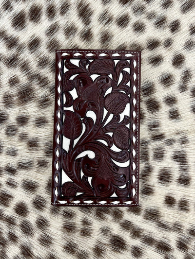 Nocona Men's Rodeo Leather Pierced Overlay Laced Tan Wallet N5410108 - Southern Soule Designs