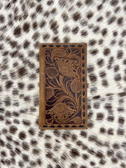 Nocona Wallets Men's Leather Floral Buck Laced Brown Money Clip N5415302 - Southern Soule Designs