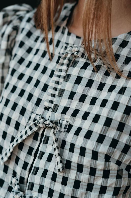 Norah Blouse in Gingham Print Black/White S1609T - 2 - Southern Soule Designs