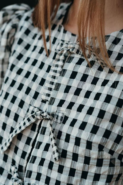 Norah Blouse in Gingham Print Black/White S1609T - 2 - Southern Soule Designs