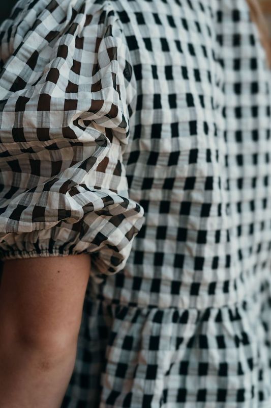 Norah Blouse in Gingham Print Black/White S1609T - 2 - Southern Soule Designs