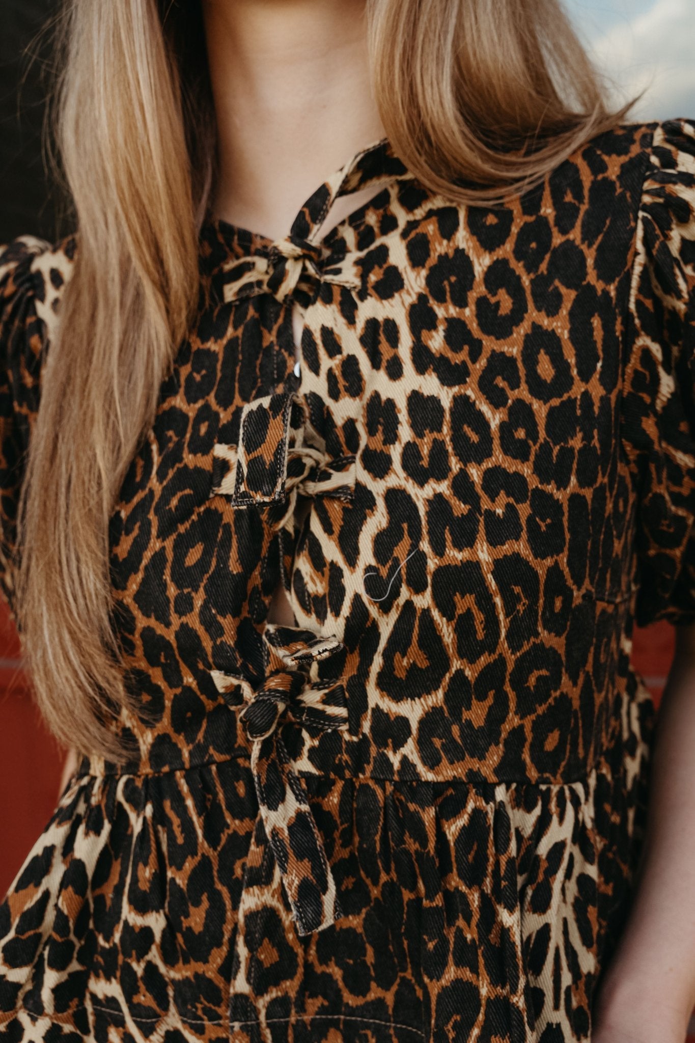 Norah Brown Leopard Denim Blouse S1748T - Southern Soule Designs