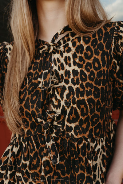 Norah Brown Leopard Denim Blouse S1748T - Southern Soule Designs