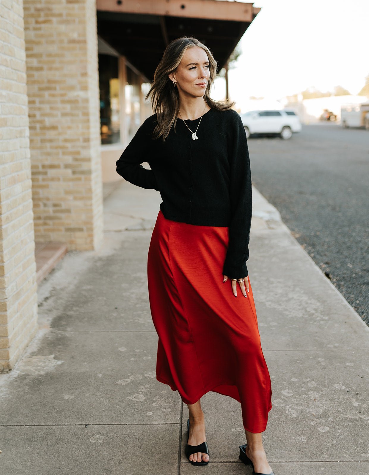 Northpointe Midi Skirt Festive Red ZK254564 - Southern Soule Designs