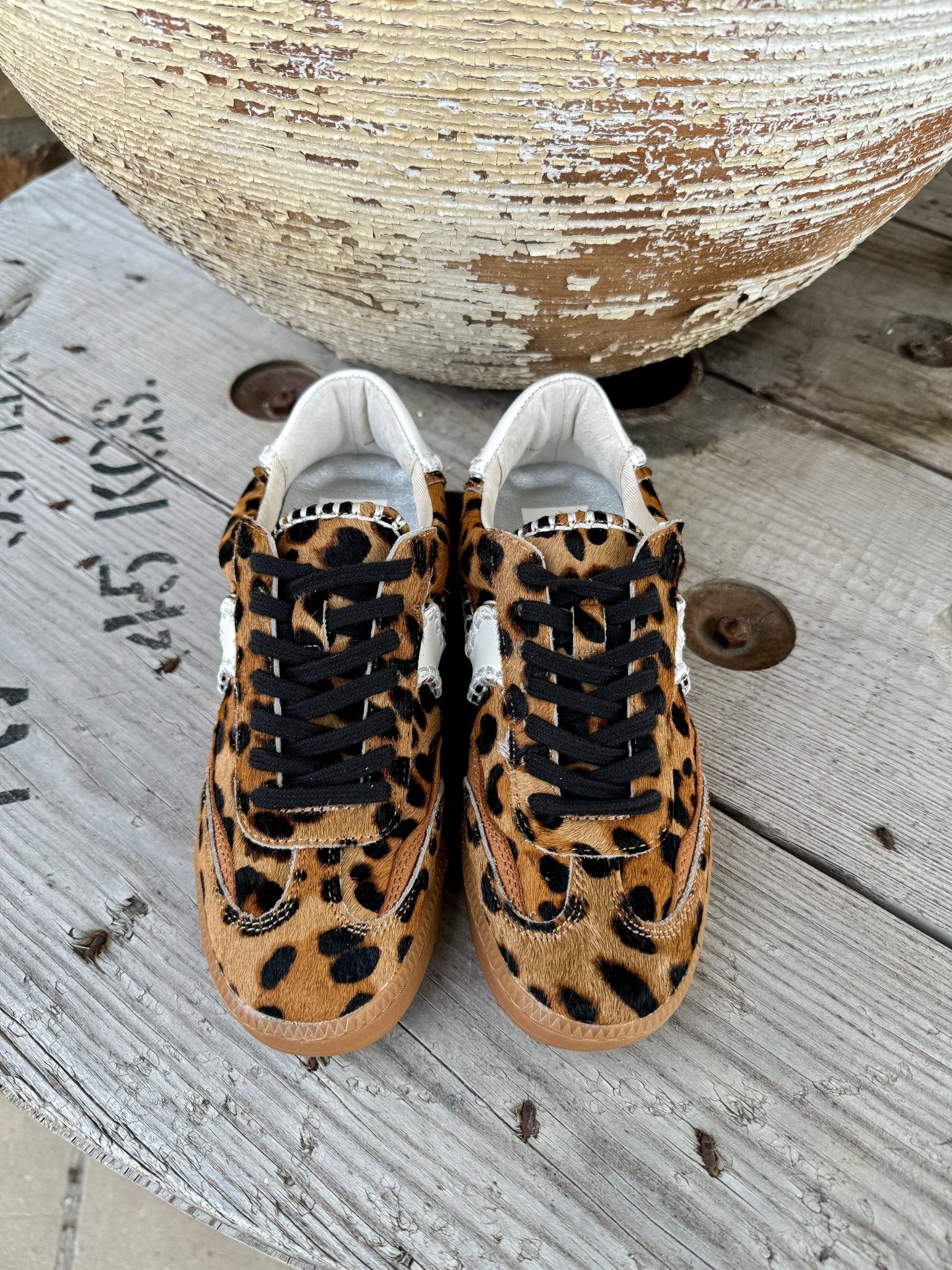 Notice Stitch Dk Leopard Calf Hair Sneaker - Southern Soule Designs