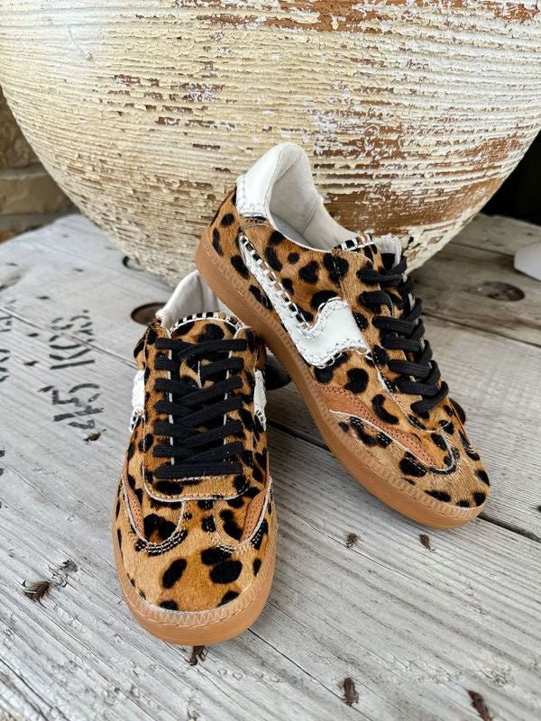 Notice Stitch Dk Leopard Calf Hair Sneaker - Southern Soule Designs