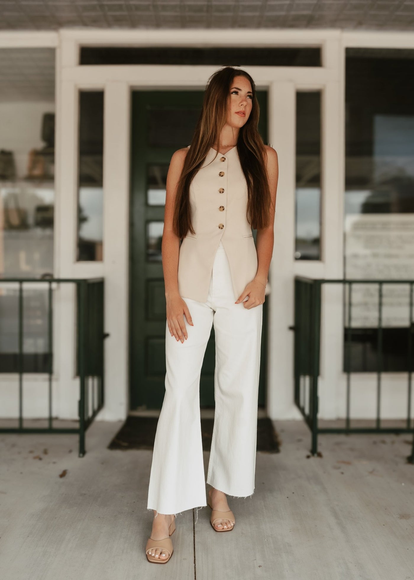 Nude Button Down Vest TI5026FO - Southern Soule Designs