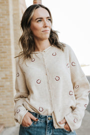 Oat Horse Shoes Embroidered Cardigan TBW14147 - Southern Soule Designs