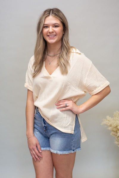 Oat Jamy Collared SS Top - Southern Soule Designs