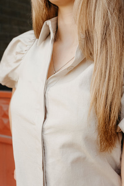 Oatmeal Button Down Shift Dress CD04468 - Southern Soule Designs