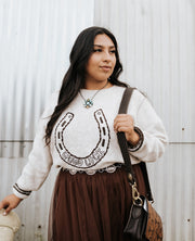 Oatmeal Good Luck Horseshoe Sweater - Southern Soule Designs