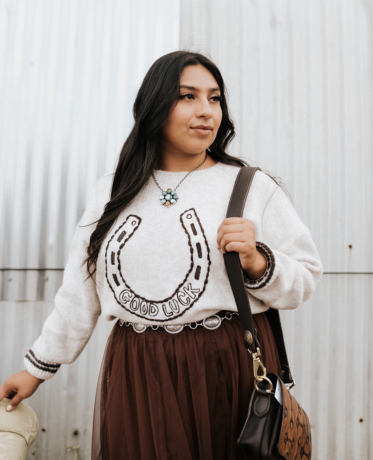 Oatmeal Good Luck Horseshoe Sweater - Southern Soule Designs