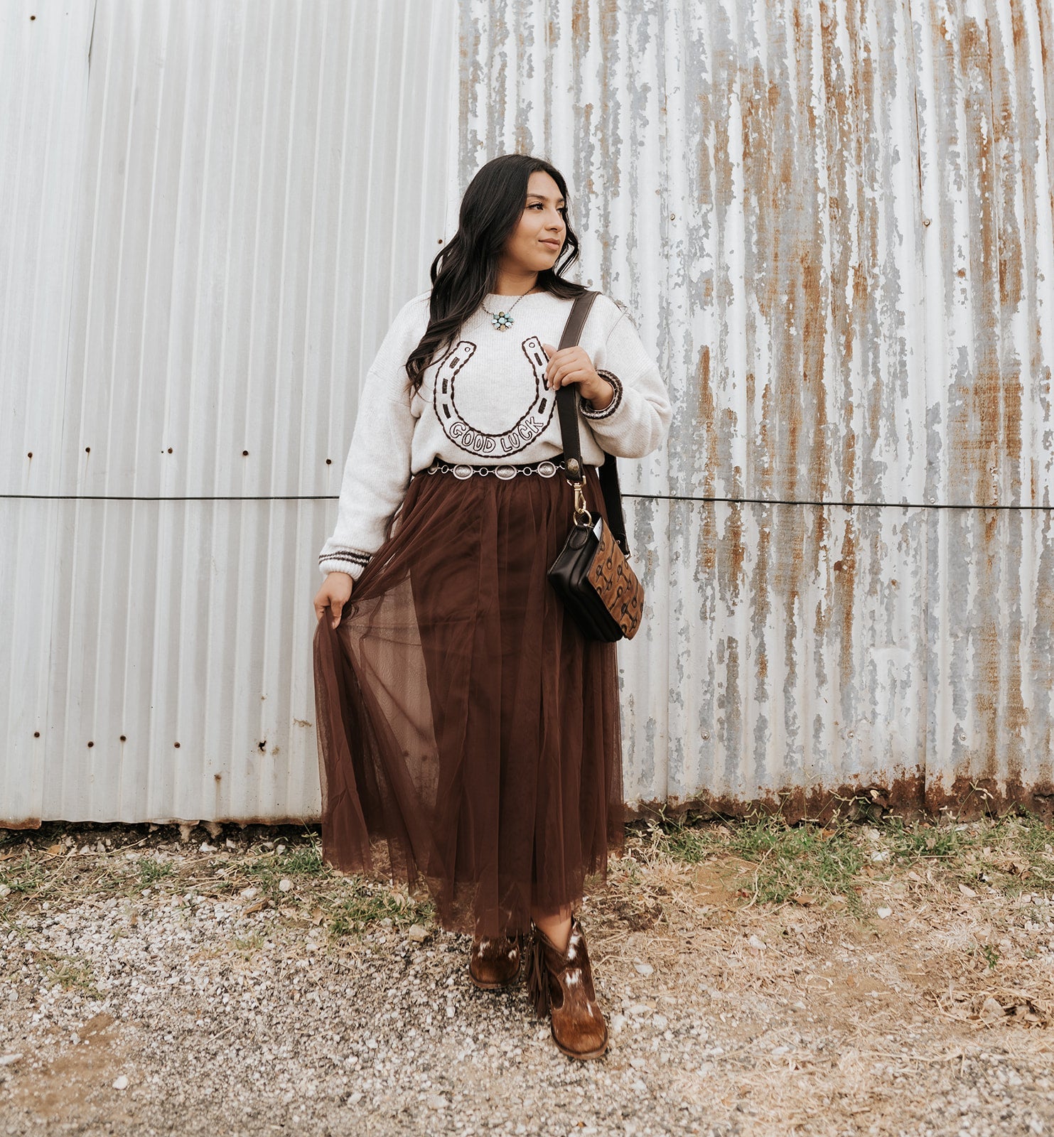 Oatmeal Good Luck Horseshoe Sweater - Southern Soule Designs