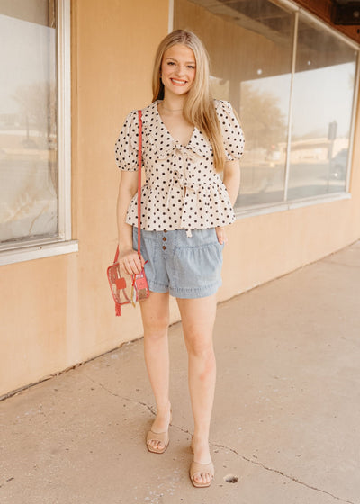 Oatmeal Polka Dot Blouse T5004 - Southern Soule Designs