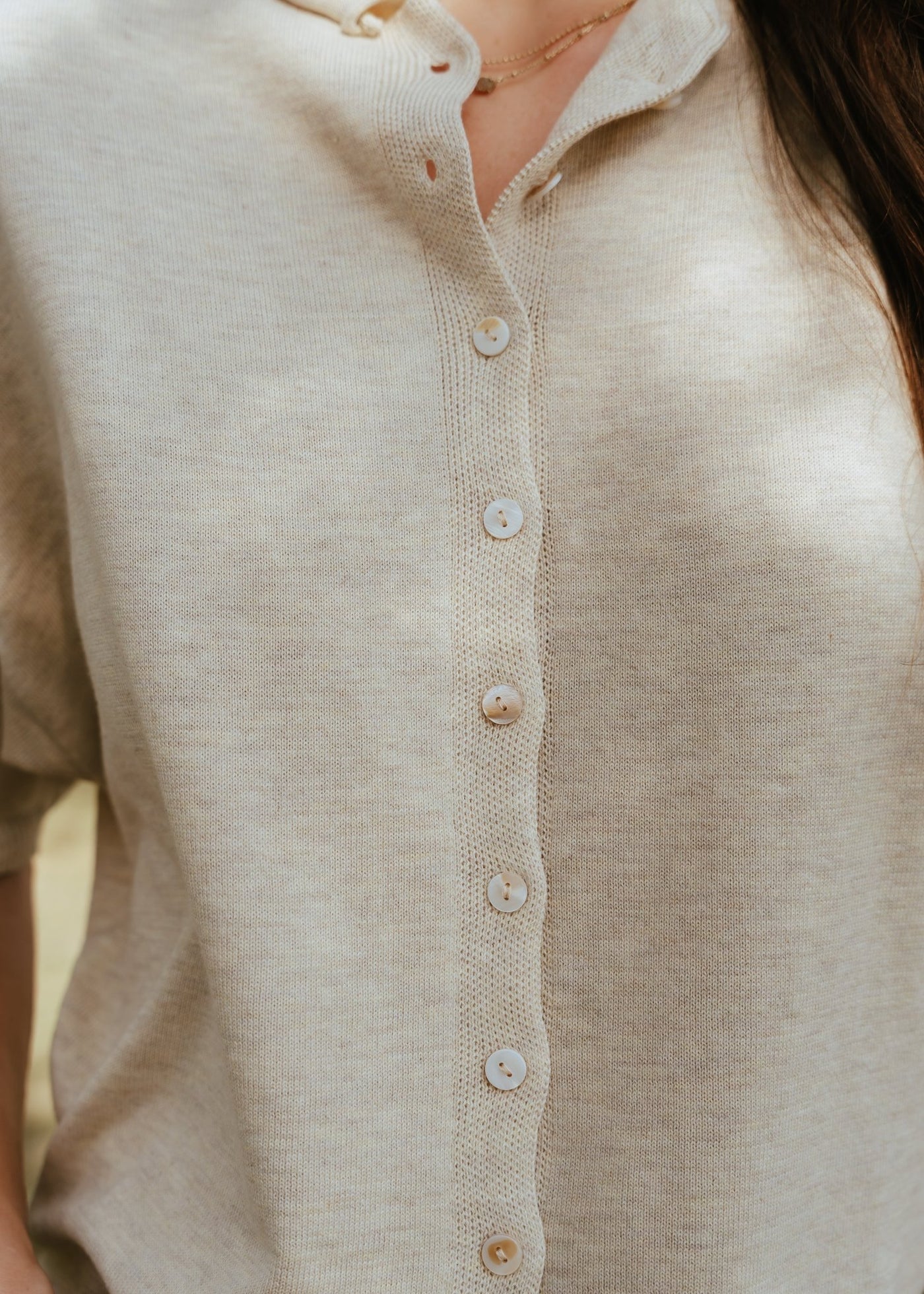 Oatmeal Short Sleeve Knit Cardigan TBW13717 - Southern Soule Designs