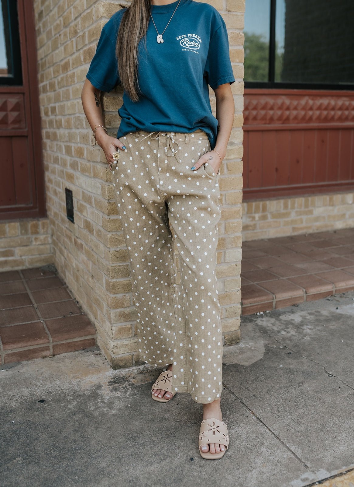Oatmeal Vintage Polka Dot Pants P10324LL - Southern Soule Designs