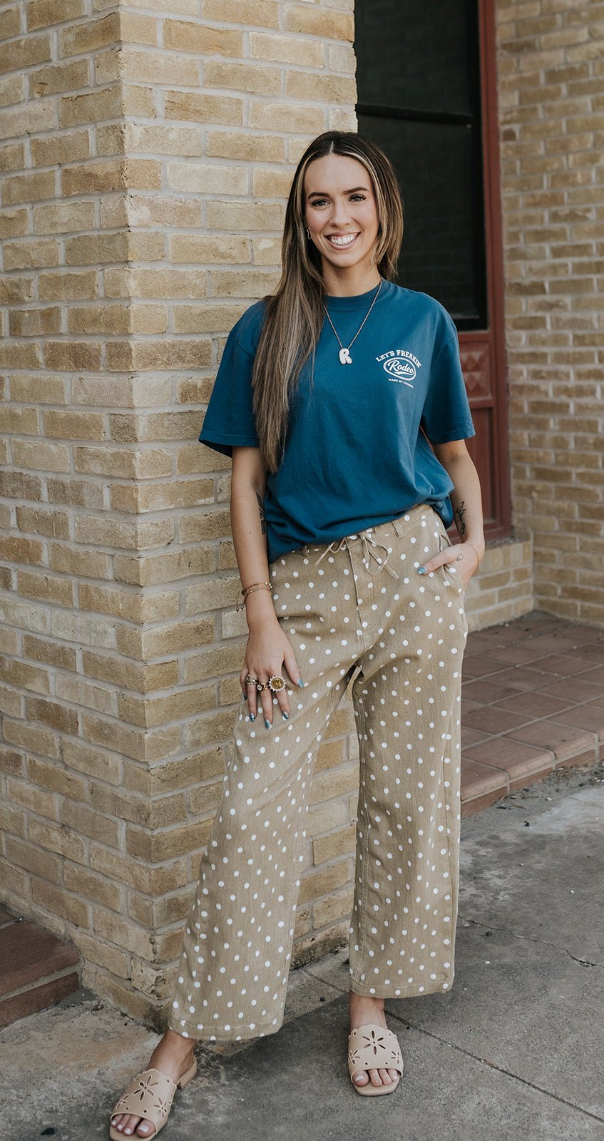 Oatmeal Vintage Polka Dot Pants P10324LL - Southern Soule Designs