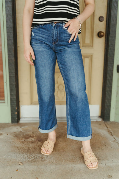 Ocean Eyes High Rise Baggy Straight Leg Jeans T6625 - Southern Soule Designs