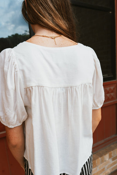 Off White Blouse with Red Tie TBT13848 - Southern Soule Designs