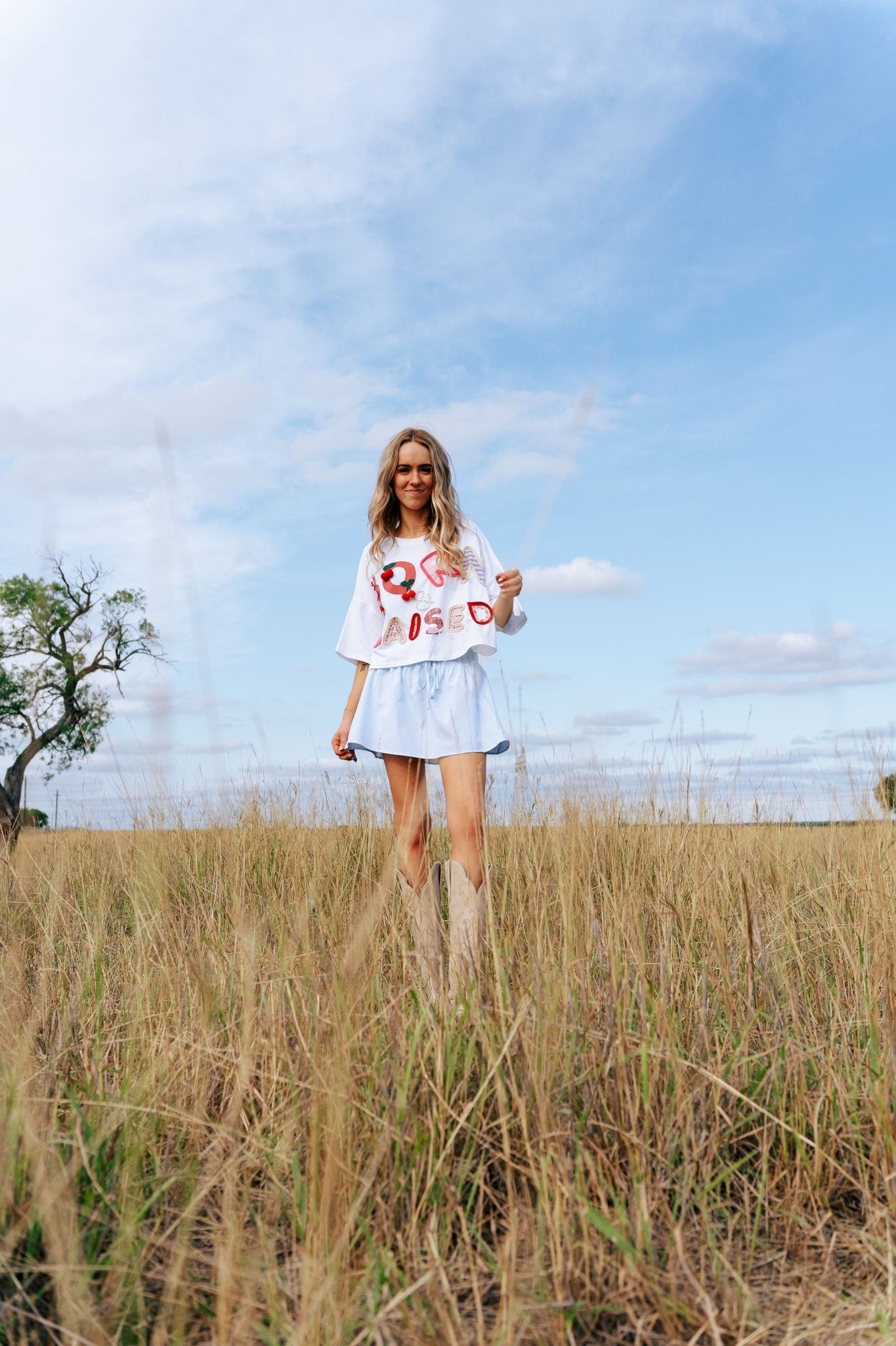 Off White Born & Raised Graphic Cropped Tee IKT39652 - 04 - Southern Soule Designs