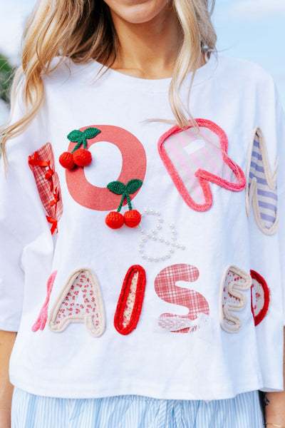 Off White Born & Raised Graphic Cropped Tee IKT39652 - 04 - Southern Soule Designs