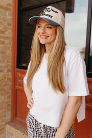 Off White Boxy Knit Top with Side Slits WL25 - 10081 - Southern Soule Designs