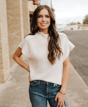 Off White Cap Sleeve Sweater SW11545 - Southern Soule Designs