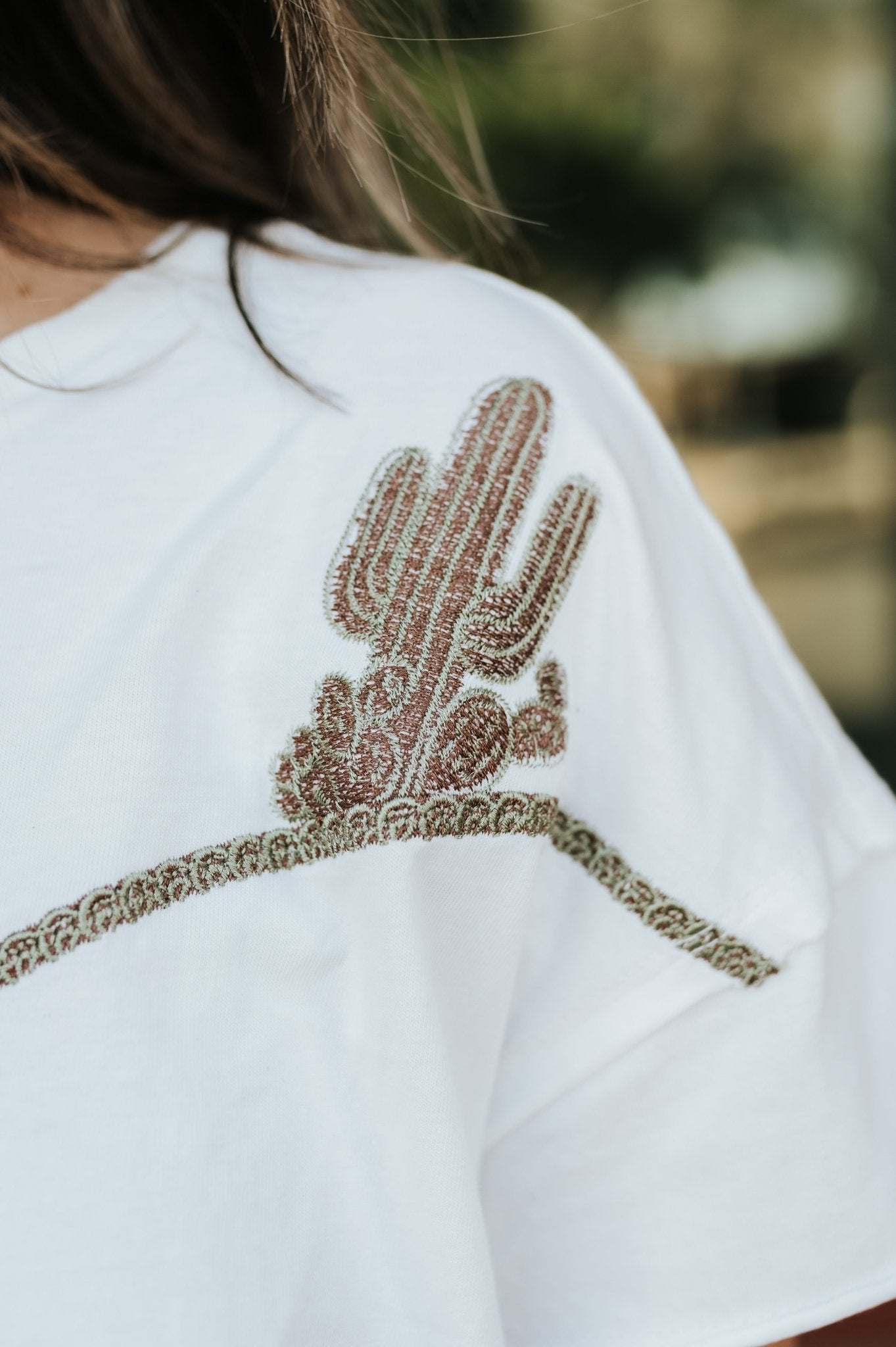 Off White Embroidered Western Tee 23376T - Southern Soule Designs
