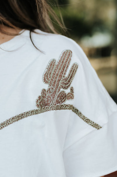 Off White Embroidered Western Tee 23376T - Southern Soule Designs