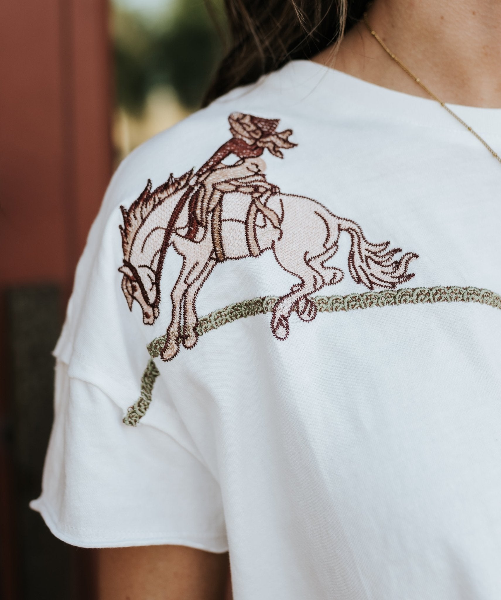 Off White Embroidered Western Tee 23376T - Southern Soule Designs