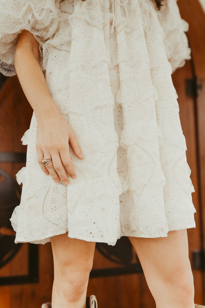 Off White Maddy Eyelet Mini Dress S1449D - 2 - Southern Soule Designs