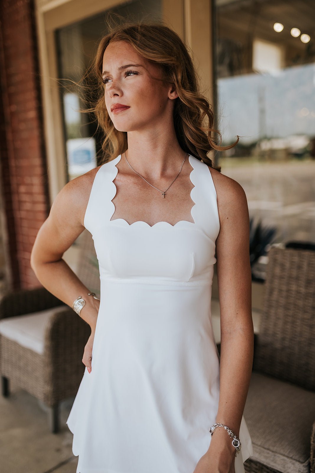 Off White Scalloped Mini Dress CD06555 - Southern Soule Designs