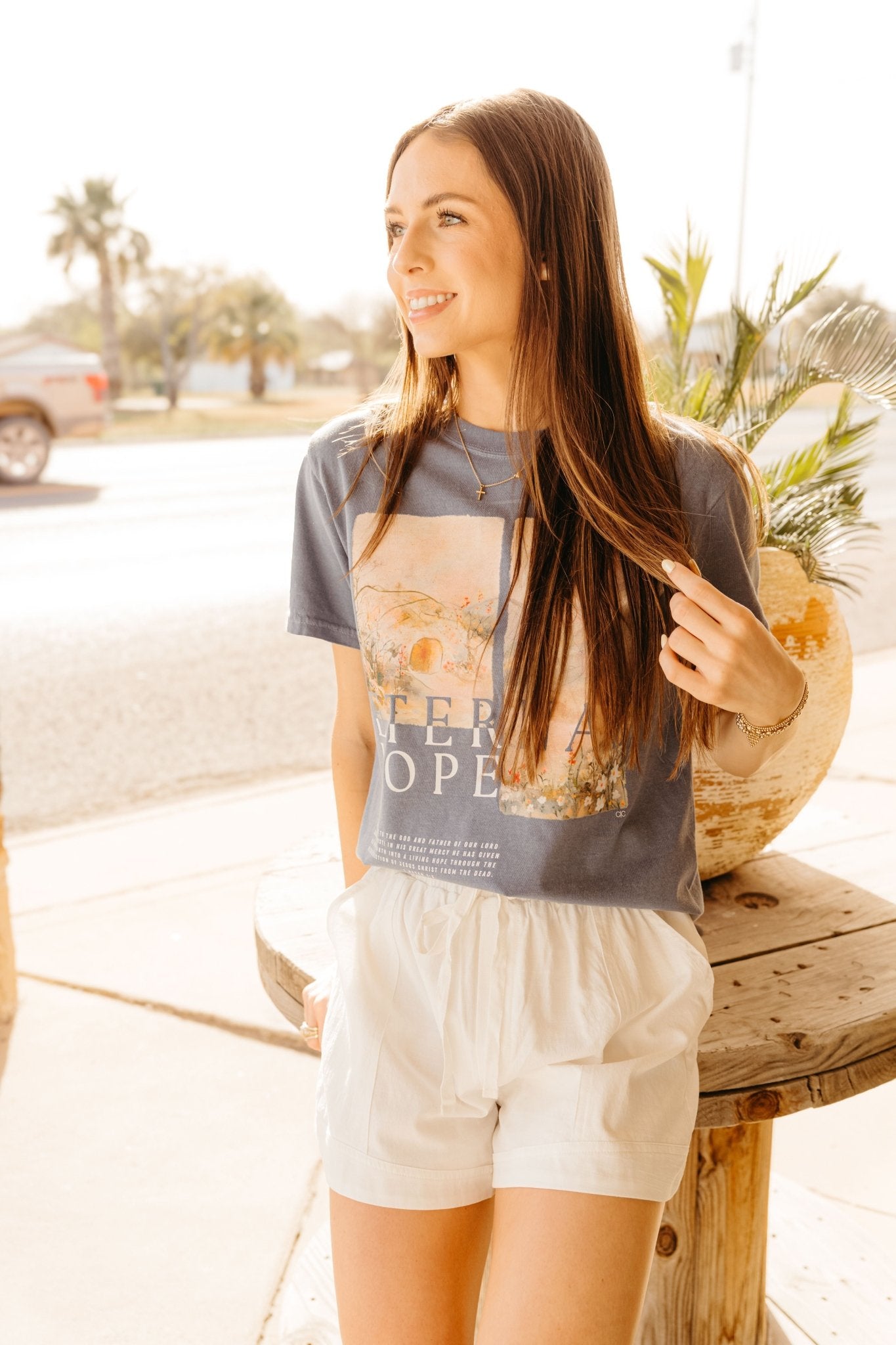Off White Solid High - Waisted Shorts P25971 - Southern Soule Designs