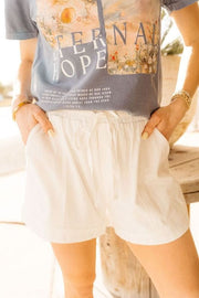 Off White Solid High - Waisted Shorts P25971 - Southern Soule Designs