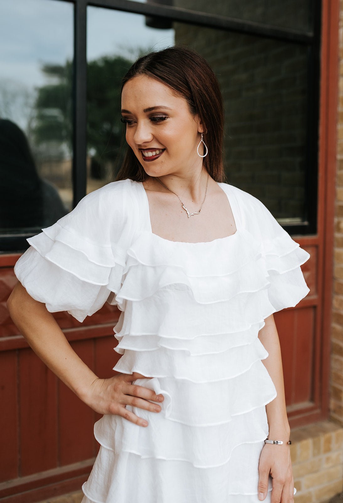 Off White Tiered Ruffle Mini Dress D - 10066 - H - 7 - Southern Soule Designs