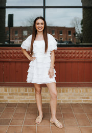 Off White Tiered Ruffle Mini Dress D - 10066 - H - 7 - Southern Soule Designs